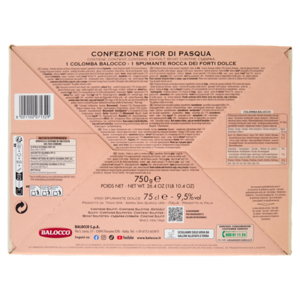 Balocco Fior di Pasqua Colomba Classica 750 g & Rocca dei Forti Vino Spumante Dolce 75 cl