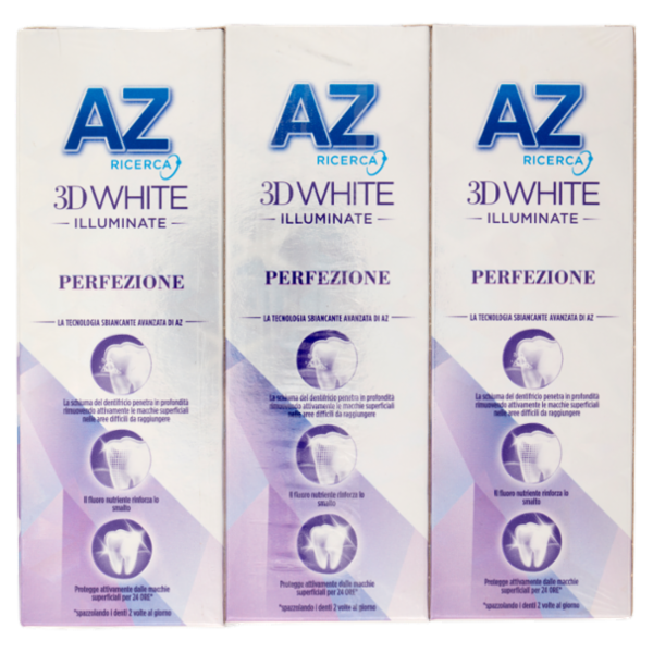 AZ Ricerca Dentifricio 3D White Illuminate Perfezione Sbiancante Avanzato 3 x 50 ml