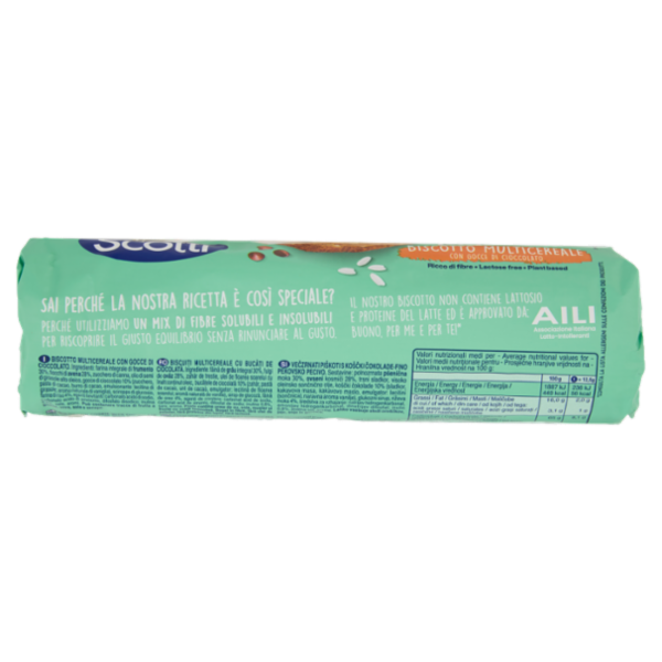 Riso Scotti Si con Riso Senza Lattosio Biscotto Multicereale Integrale con Gocce di Cioccolato 250 g