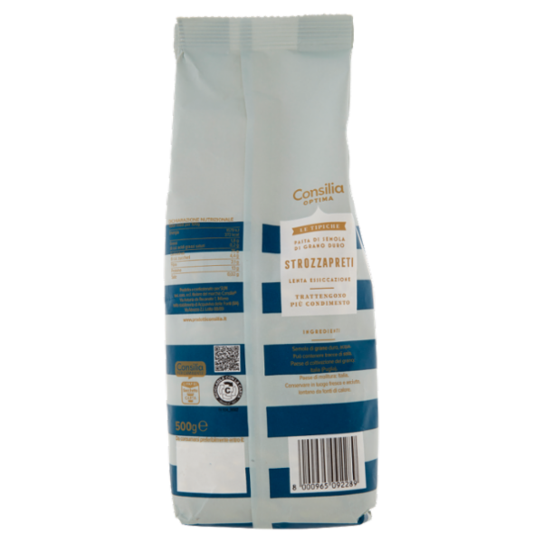 Consilia Optima Pasta Fresca di Semola Strozzapreti 100% Puglia 500 g