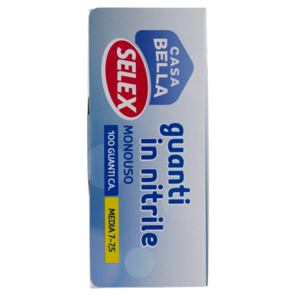 Selex Casa Bella Guanti Monouso in Nitrile Misura Media (7-7,5) Dispenser 100 pezzi