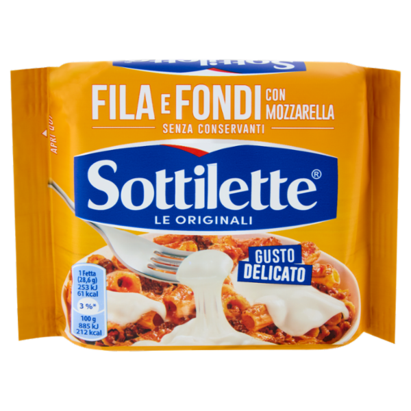 Sottilette Fila e Fondi con mozzarella - formaggio fuso a fette - 200 g