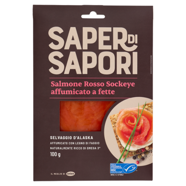 Selex Saper di Sapori Salmone Affumicato Rosso a Fette 100 g