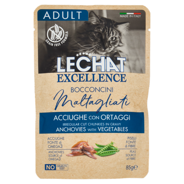 LeChat Excellence Adult Bocconcini Maltagliati Acciughe con Ortaggi 85 g