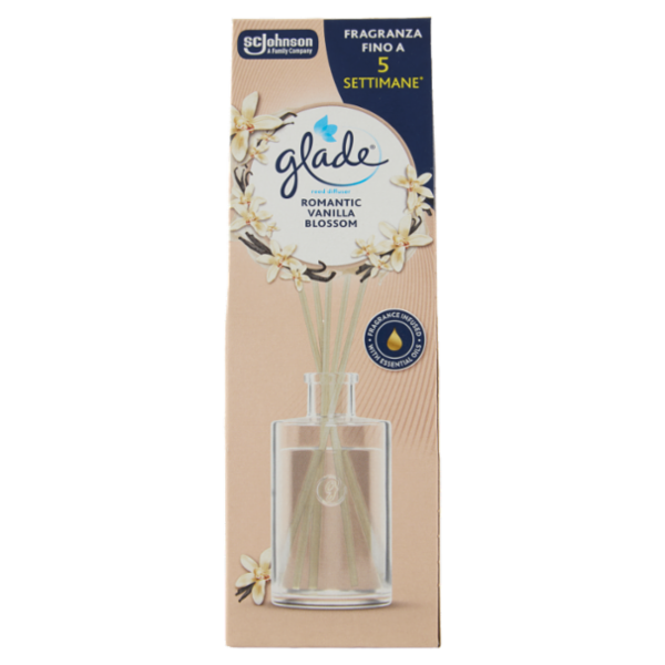Glade Diffusore a Bastoncini, Fragranza Romantic Vanilla Blossom 50 ml