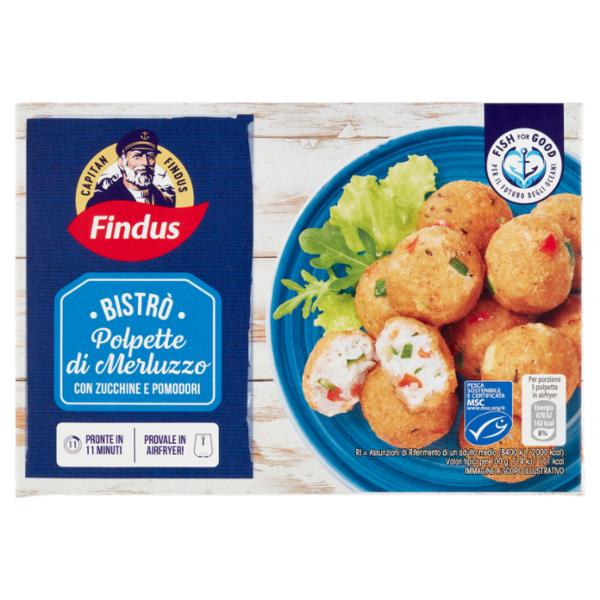 Capitan Findus Delizie D'Amare Polpette di Merluzzo con Zucchine e Pomodori 228 g