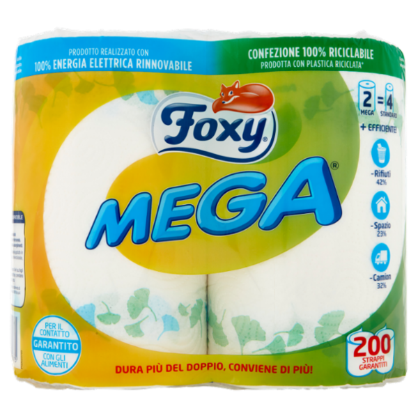 Foxy Mega carta cucina 2 maxi rotoli 2 veli decorati