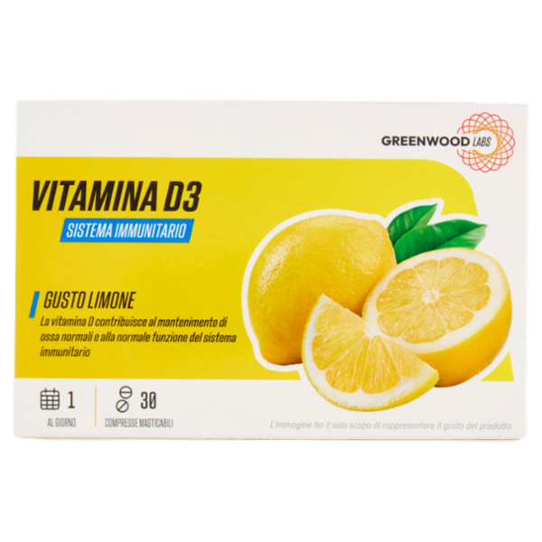 Greenwood Labs Vitamina D3 Sistema Immunitario 30 Compresse Masticabili 12 g