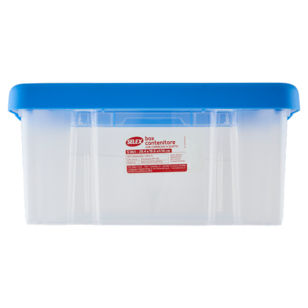 Selex Contenitore con Coperchio a Scatto Azzurro 5 L