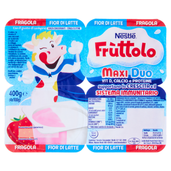 NESTLÉ FRUTTOLO Maxi Duo Fragola - Fior di Latte 4 x 100 g