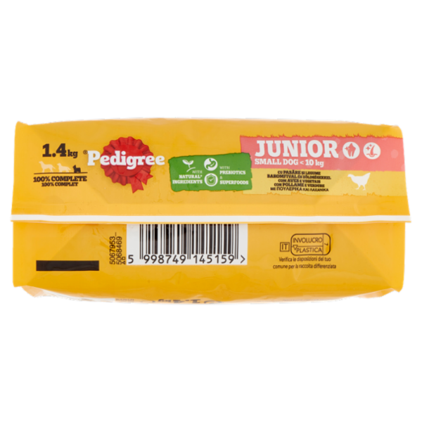 Pedigree Cibo Secco Cane Junior Piccolo Pollame Verdure 1.4Kg