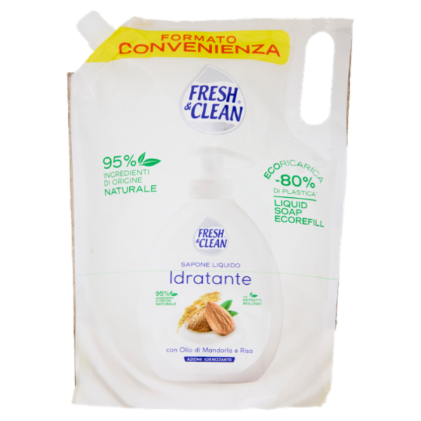 Fresh & Clean Sapone Liquido Idratante con Olio di Mandorla e Riso Ecoricarica 1000 ml