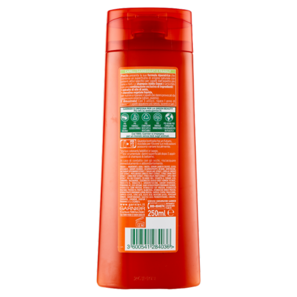Garnier Shampoo Fructis Addio Danni, per Capelli Fragili o Danneggiati, da Rivitalizzare, 250 ml