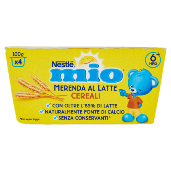 NESTLÉ MIO Merenda al Latte Cereali da 6 mesi 4 vasetti da 100 g