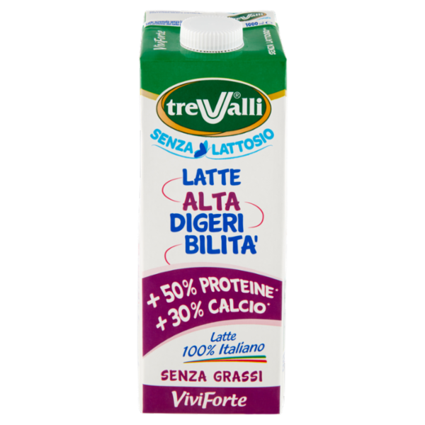 treValli Latte Alta Digeribilità Senza Grassi Vivi Forte 1000 ml