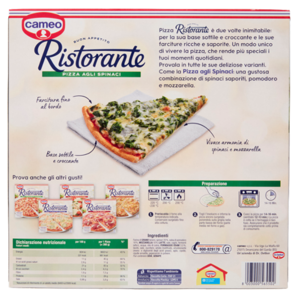 cameo Ristorante Pizza agli Spinaci 390 g