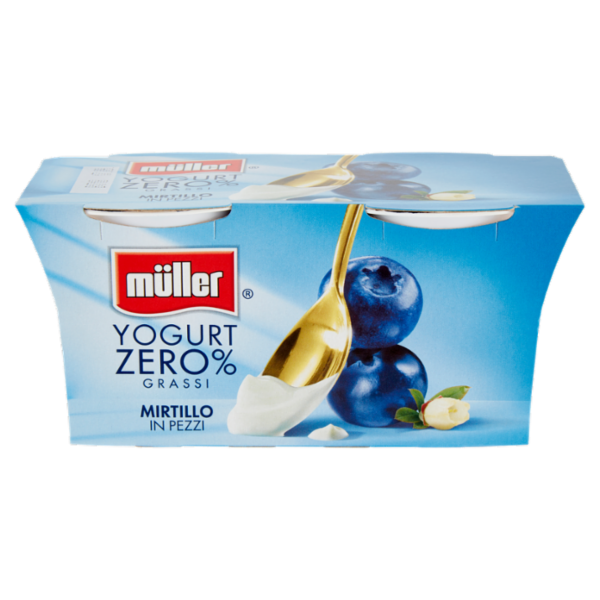 müller Yogurt Zero% Grassi Mirtillo in Pezzi 2 x 125 g