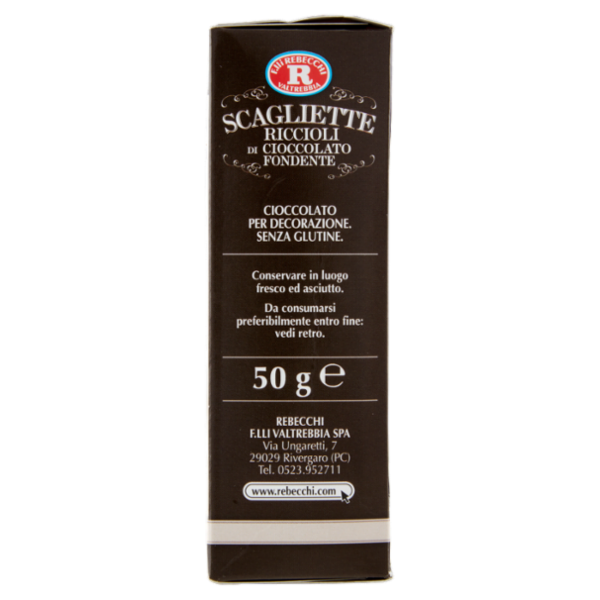F.lli Rebecchi Valtrebbia Pasticceria Creativa Scagliette Riccioli di Cioccolato Fondente 50 g