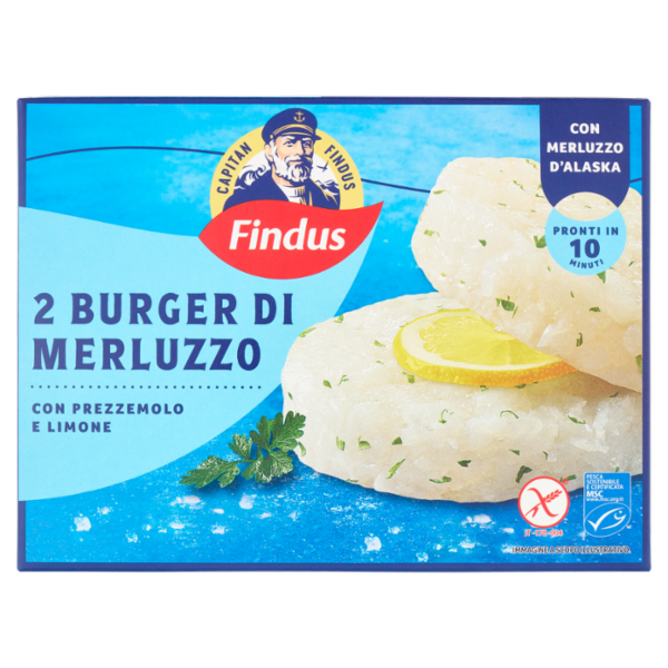 Capitan Findus 2 Burger di Merluzzo con Prezzemolo e Limone 170 g