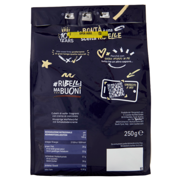 Loacker Quadratini Chocolate Wafer con crema al Cioccolato Wafers 250g
