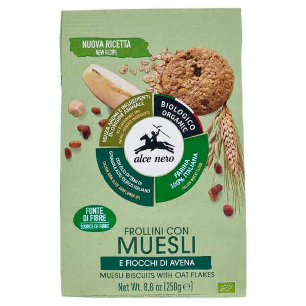 alce nero Frollini con Muesli e Fiocchi di Avena 250 g