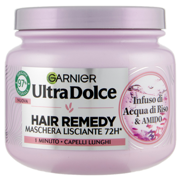 Garnier Ultra Dolce Infuso di Acqua di Riso & Amido, Maschera Lisciante 340 ml