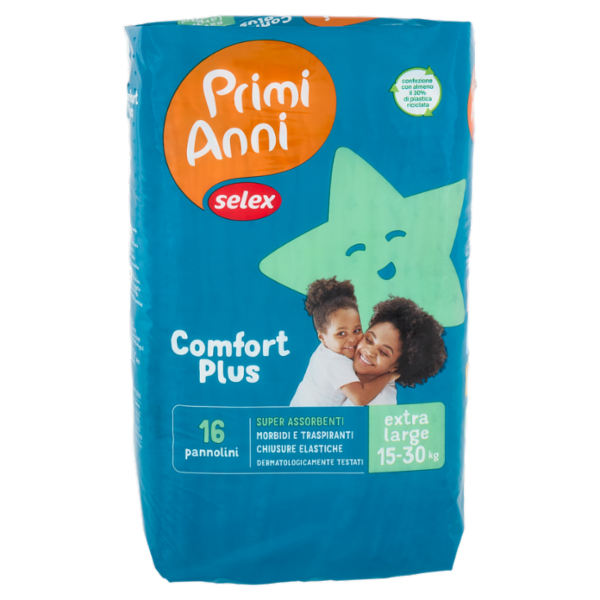 Selex Primi Anni Pannolini per Bambini Dry Confort Extra Large 15-30 kg 16 pezzi