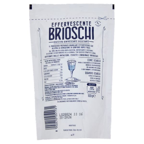 Brioschi Effervescente Digestivo Rinfrescante Dissetante con Squisito Estratto di Limone 100 g