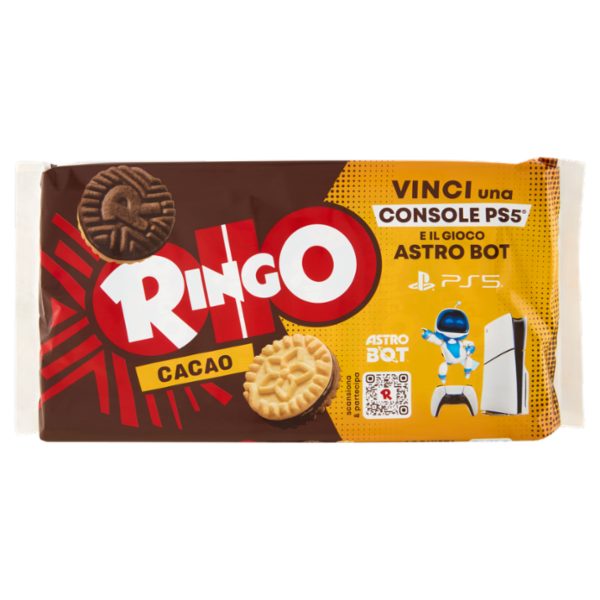 Ringo Cacao Biscotti Farciti con Crema Cacao Snack Merenda 6 porzioni, 330g