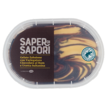 Selex Saper Di Sapori Gelato Zabaione Con Variegatura Cioccolato Al Rum e Uvetta Sultanina 200 g