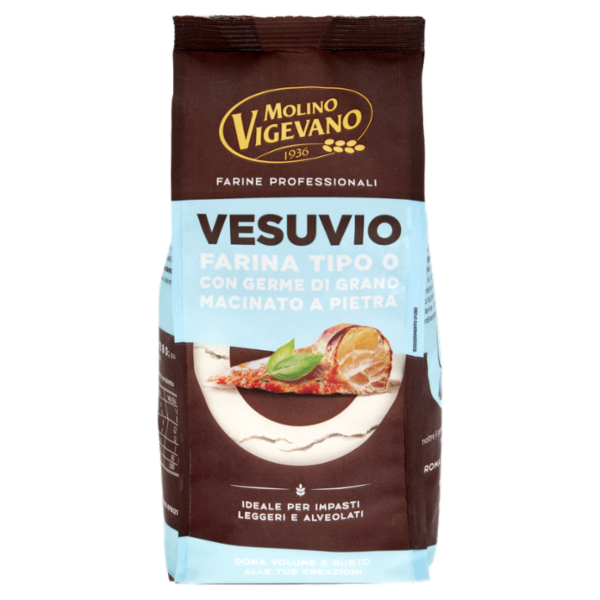 Molino Vigevano Farine Professionali Vesuvio Farina Tipo 0 con Germe di Grano Macinato a Pietra 500g