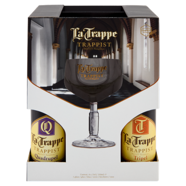 La Trappe Trappist Quadrupel 33 cL + Tripel 33 cL + Blond 33 cL + Isid'or 33 cL + 1 Bicchiere