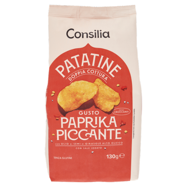 Consilia Optima Patatine Doppia Cottura Gusto Paprika Piccante 130 g
