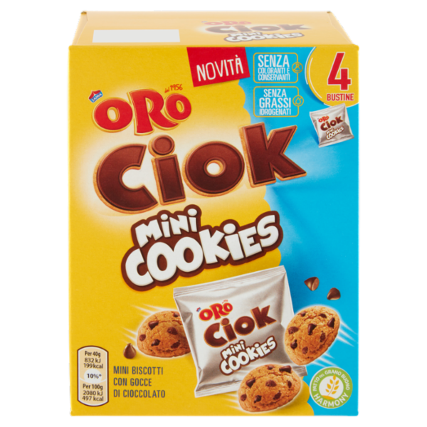 Oro Ciok Mini Cookies, mini biscotti con gocce di cioccolato - 160g