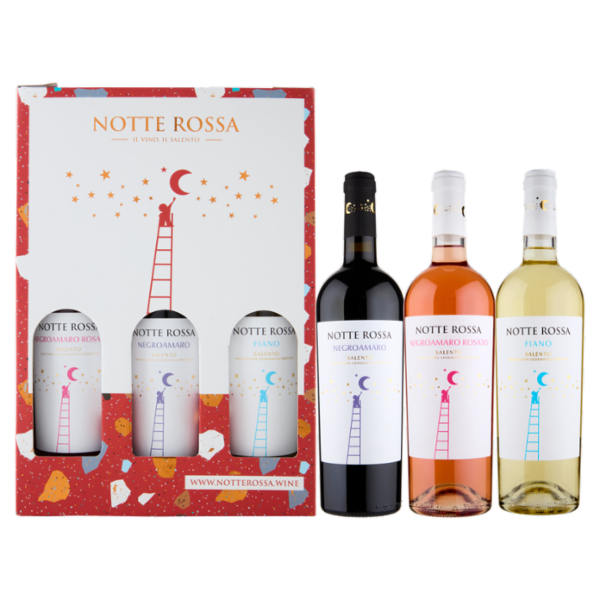 Notte Rossa Fiano Salento IGP + Negroamaro Rosato Salento IGP + Negroamaro Salento IGP 3 x 0,75 L