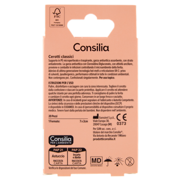 Consilia Cerotti Classici con Garza Disinfettante Monoformato 20 pezzi