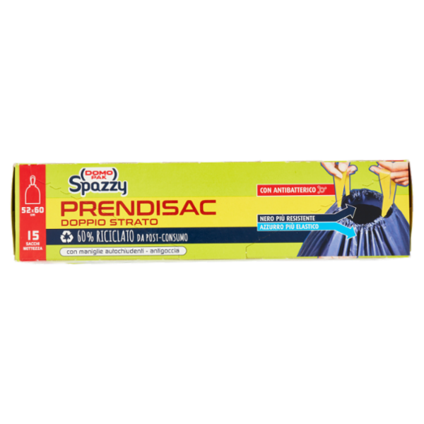 Domopak Spazzy Prendisac Doppio Strato con Antibatterico 30 lt Pattumiera Media 52x60 cm 15 pz