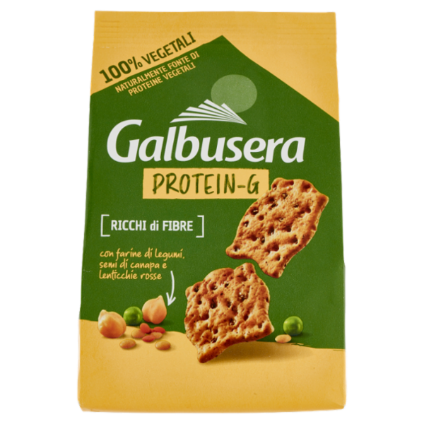 Galbusera Protein-G Cracker con farine di legumi, semi di canapa e lenticchie rosse 200 g