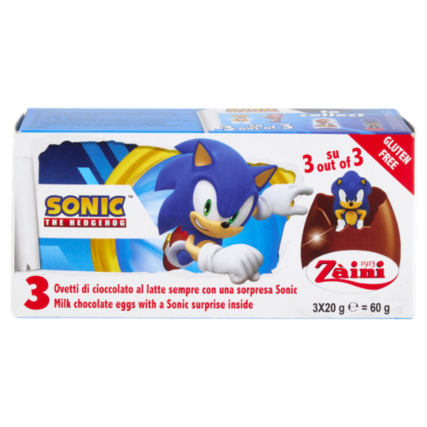 Zàini Ovetti di cioccolato al latte Sonic the Hedgehog 3 x 20 g