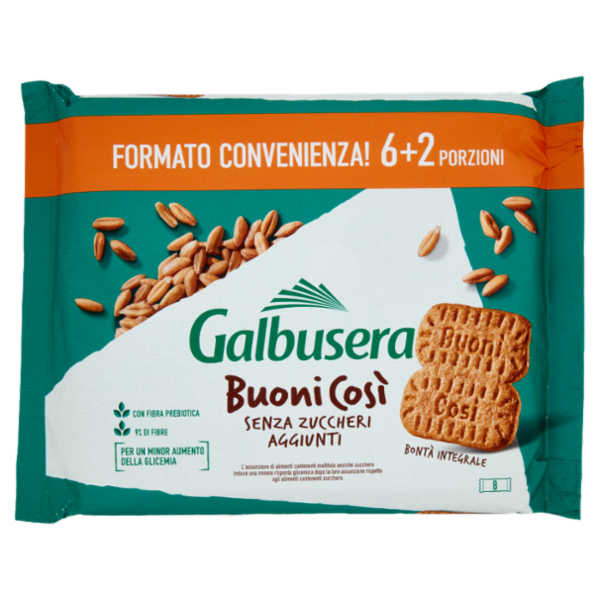 Galbusera BuoniCosi Senza Zuccheri Aggiunti Bontà Integrale 8 x 50 g