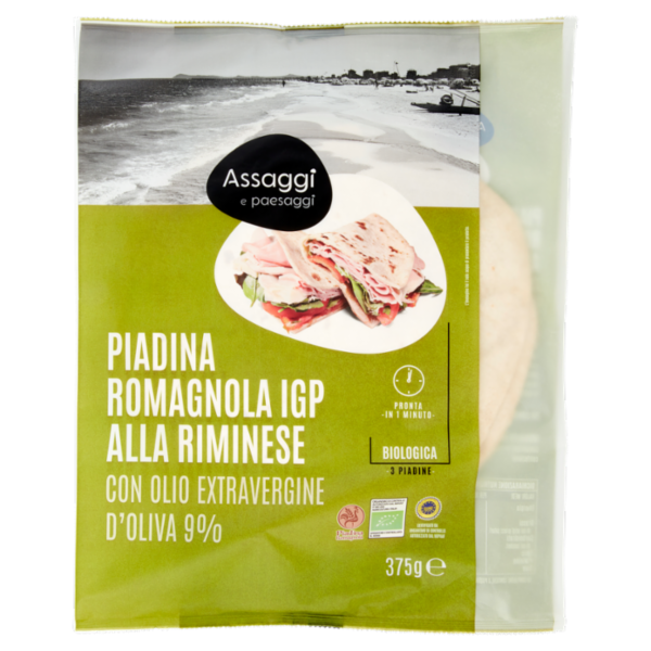 Assaggi e paesaggi Piadina Romagnola IGP alla Riminese Biologica 3 x 125 g