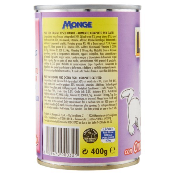 LeChat Paté Ricco con Orata e Pesce Bianco 400 g