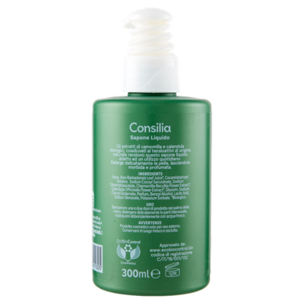 Consilia Sapone Liquido Delicato Bio con Estratti di Camomilla e Calendula 300 ml