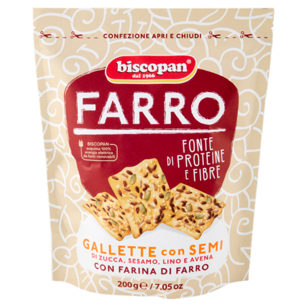 biscopan Farro Gallette con Semi di Zucca, Sesamo, Lino e Avena 200 g