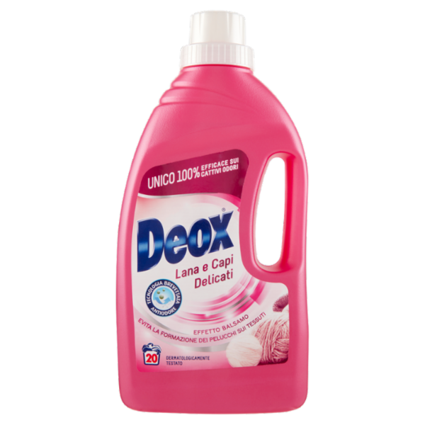 Deox, Detersivo Liquido, Bucato a Mano e Lavatrice, Lana e Capi Delicati, 20 Lavaggi, 1000 ml