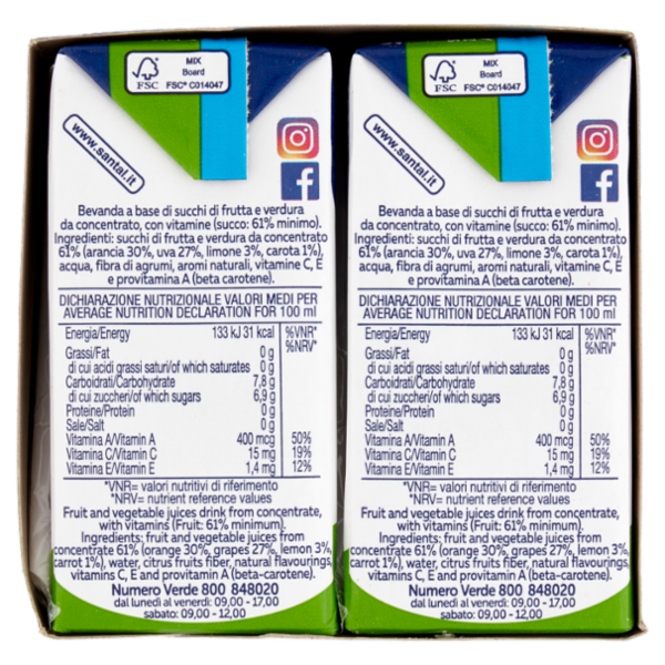 Santàl Dolce di Natura ACE Senza Zuccheri Aggiunti 6 x 200 ml