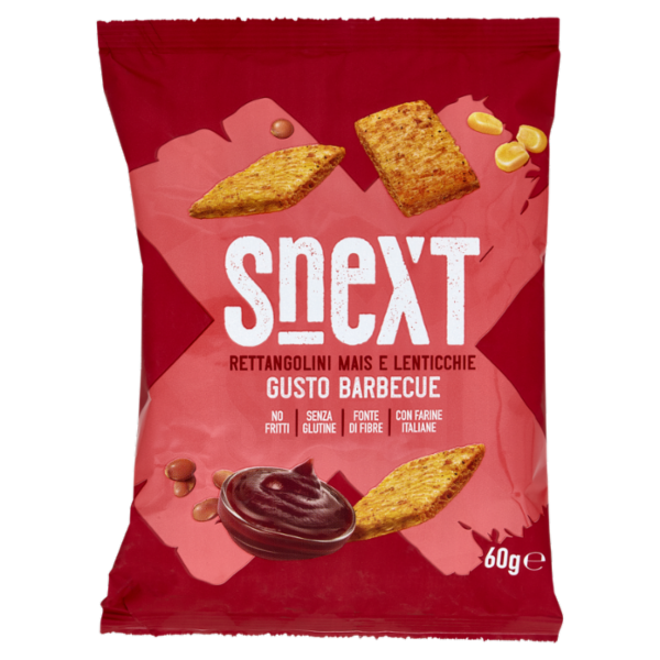 Snext Rettangolini Mais e Lenticchie Gusto Barbecue 60 g