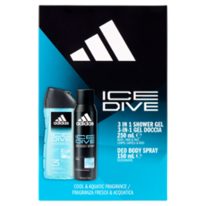 Adidas Xmas25 Maschile Deodorante 150 Ml + Shower Gel 250 Ml Ice Dive