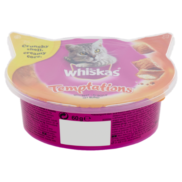 Whiskas Temptations Snack Gatto con Manzo 60 g