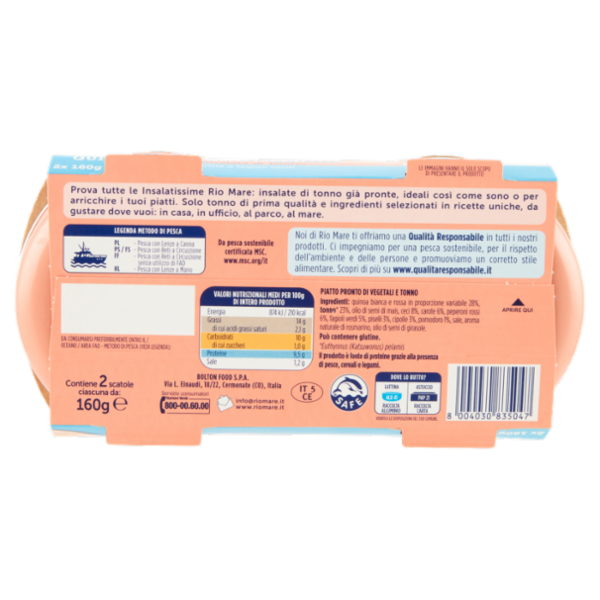 Rio mare Insalatissime Insalata di Tonno Quinoa con ceci, carote e fagioli verdi 2 x 160 g